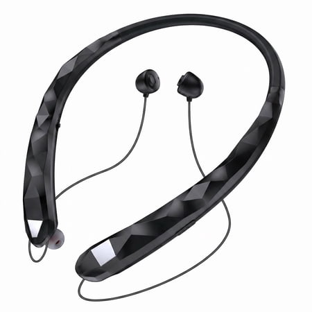 Neckband Bluetooth Headphone, Retractable Headphones with Bluetooth, Stereo Noise Cancelling Earphones，Neckband Bluetooth Earphones for Office Meetings and Daily Commuting