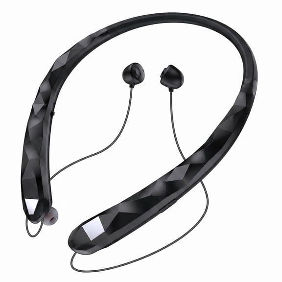 Neckband Bluetooth Headphone, Retractable Headphones with Bluetooth, Stereo Noise Cancelling Earphones,Neckband Bluetooth Earphones for Office Meetings and Daily Commuting