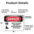 thumbnail image 2 of (2 Pack) Safety Glasses And Safety Shoes Required OSHA Danger Sign 18 Inch X 12 Inch Plastic Sign, Weather Resistant, UV Protected for Workplace, Business, and Construction Site, Made, 2 of 8