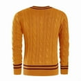 thumbnail image 2 of Mens V Neck Sweater Casual Cable Knit Slim Fit Pullover Long Sleeve Fall Winter Sweaters Yellow L, 2 of 4