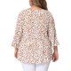 thumbnail image 3 of GRACE & GRANDEUR Blusas de mujer de talla grande con mangas 3/4, cuello en V, dobladillo peplum, lunares, estilo babydoll, 4X, rosa, 3 of 6