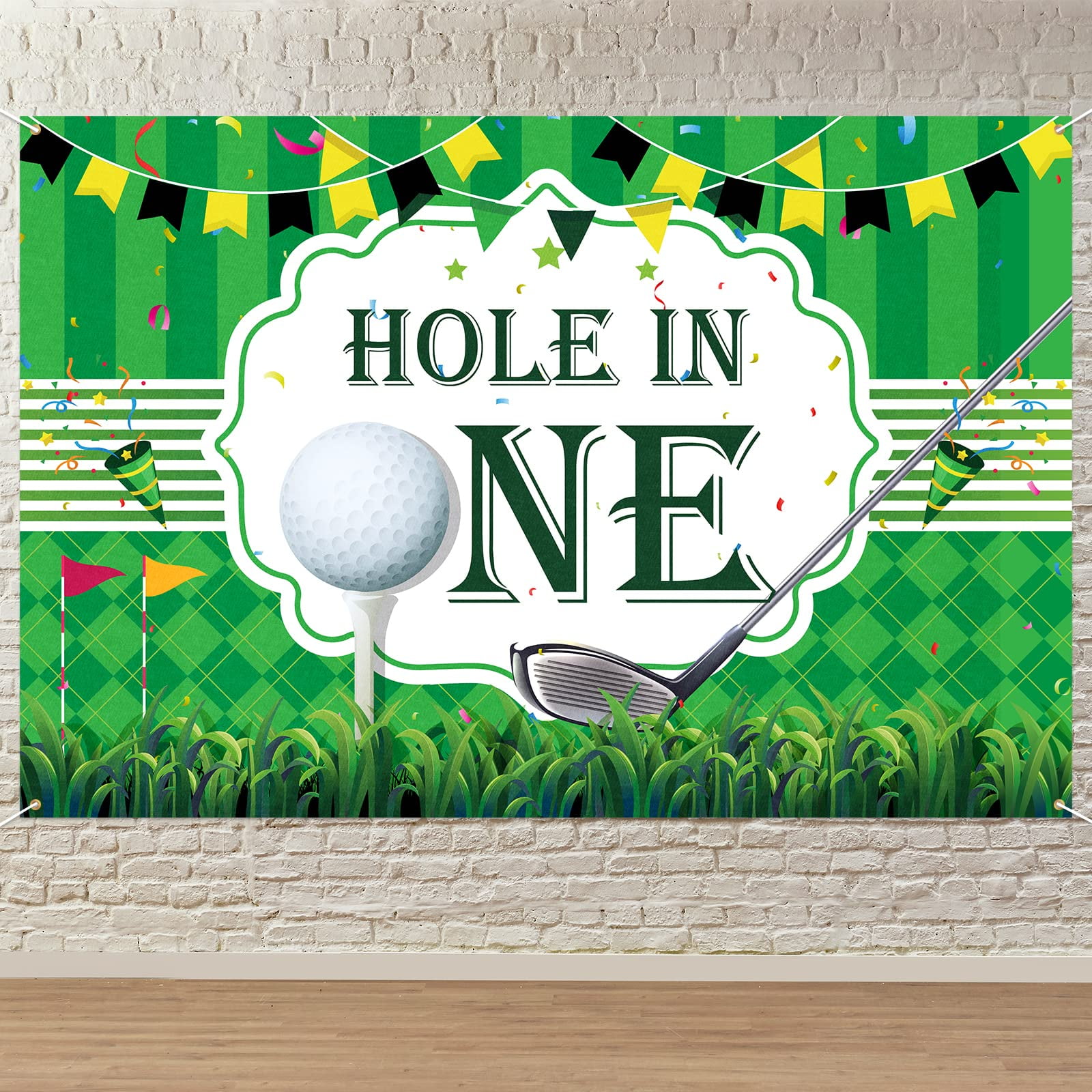 Golf 1st Birthday Backdrop Banner Decor Green Hole In One Golf Theme golf-1st-birthday-backdrop-banner-decor-green-hole-in-one-golf-theme