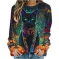 thumbnail image 2 of Fall Sweatshirts for Women Halloween Printed Loose Round Neck Sweatshirt Multicolor XXL, 2 of 6