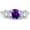 Amethyst Cubic Zirconia with White Tone, variant on Vintage Style Round Three Stone Ring White Opal Black Tone 925 Sterling Silver, Size 7