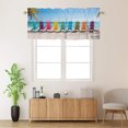 thumbnail image 2 of Beach Kitchen Window Curtain Valance Summer Ocean Scenery Colorful Beach Chair Tropical Palm Tree Window Treatment Valance Curtains for Bathroom 54 by 18 in, 1 Panel, 2 of 6
