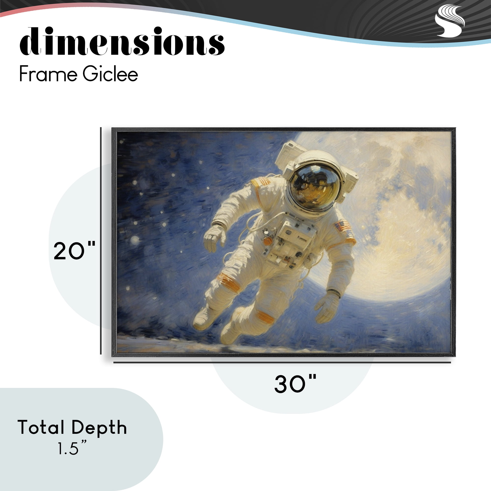 Astronaut in Vast Galaxy Black Framed Giclee Art, design by Angie Hawke