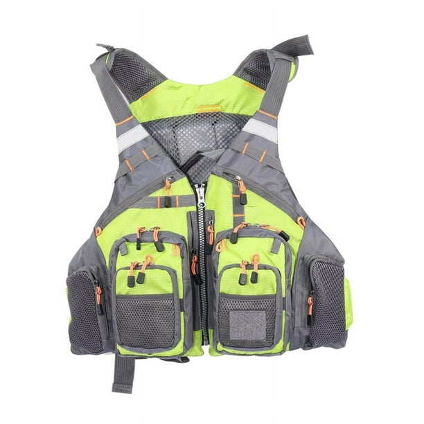 Chaleco Salvavidas para Pesca, Deportes Al Aire Libre, Natación con Mosca, Chaleco Ajustable, Equipo de Pesca, Verde Fluorescente