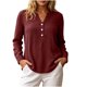 thumbnail image 5 of Neewe Women's Casual Plain Long Sleeve T Shirt Round Neck Button Decoration Basic Loose Tunic Tops, 5 of 8
