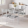 thumbnail image 1 of Dining Table for 4, Small Table and Chairs Set of 4, Square Dinette Set for 4, 5Pcs Kitchen & Dining Room Sets for Small Space (White, Table with 4 Upholstered Chairs), 1 of 6