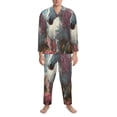 thumbnail image 3 of Hirioo Flower White Horse (2) for Men's Pajama Sets 2 Piece Pjs Men's Long-Sleeved Pajama Set Button Down Sleepwear,S-XXL-Small, 3 of 7