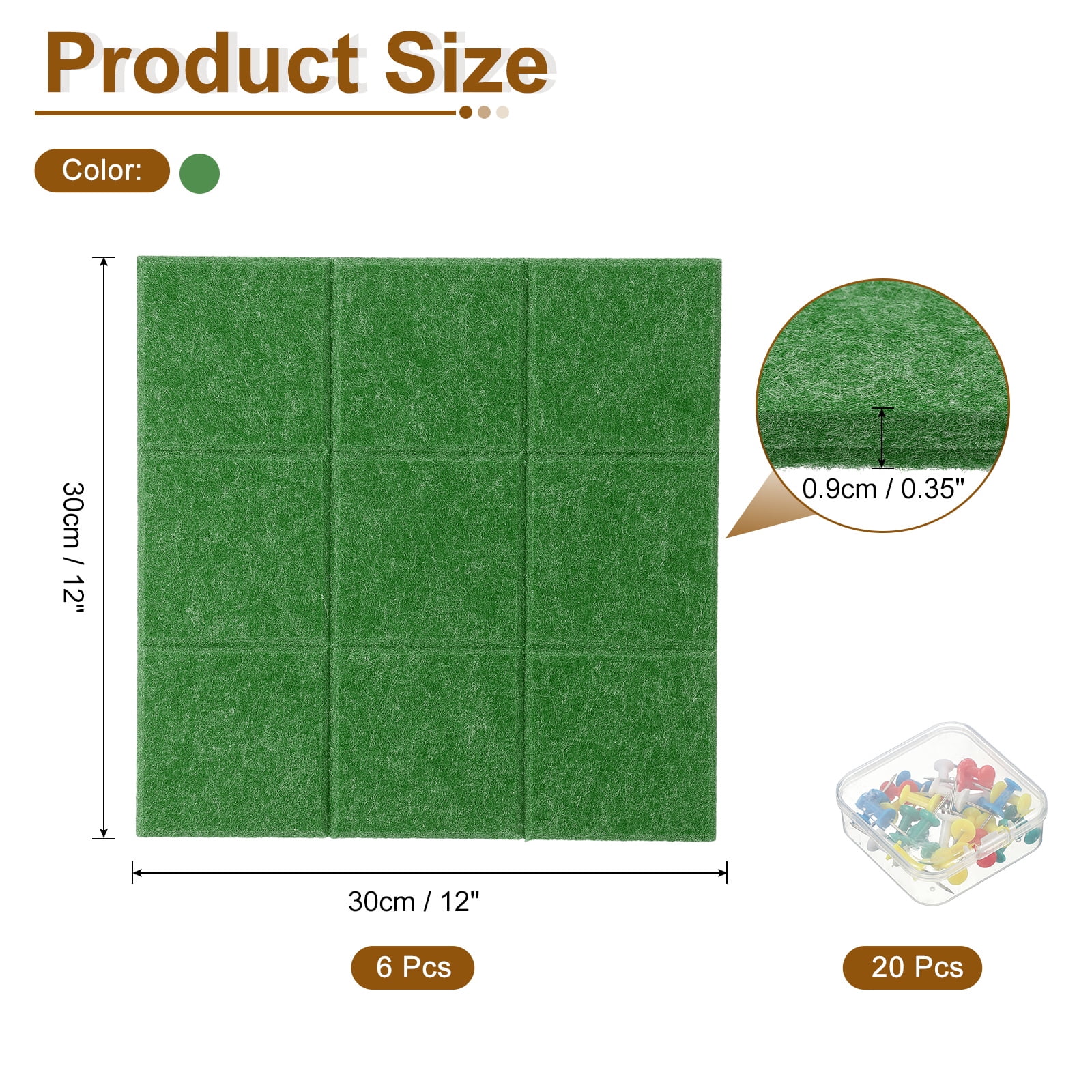 Uxcell 12" x 12" Felt Wall Tile, 6 Pack Felt Wall Tiles Bulletin Board with 20 Safe Removable Adhesive Tabs Cork Boards for Walls Home Office Photos, Sapphire Green