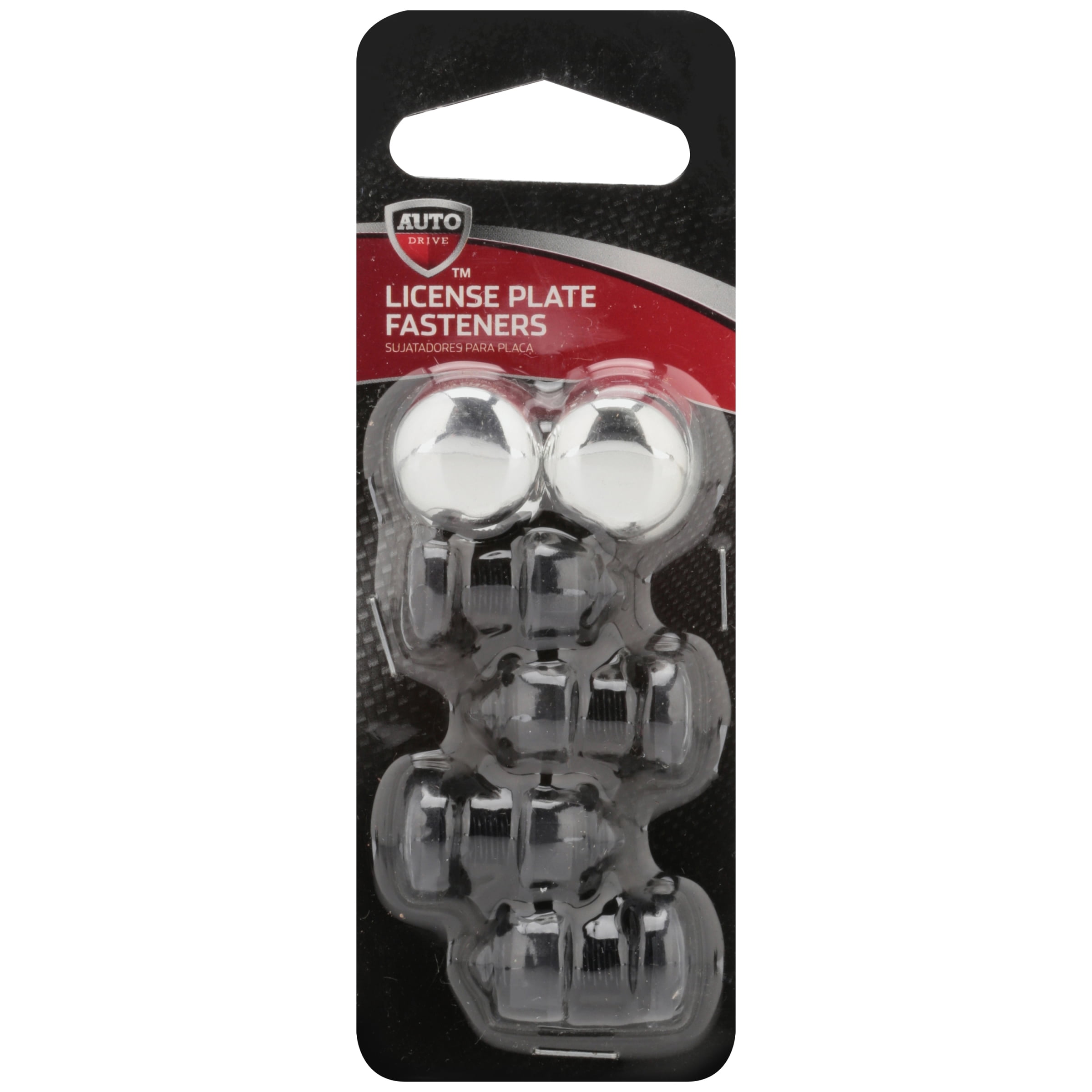 AutoDrive License Plate Fasteners with caps, Silver, 8PC, 1pk, 22-1-63538-W