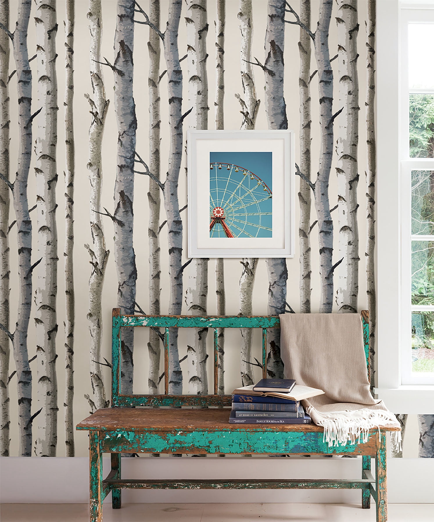 Brewster Irvin Grey Birch Tree Wallpaper