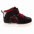 thumbnail image 3 of Marvel Spiderman Design Super Hero Sneakers Boys, Web, Slinger Athletic Running Hook And Loop (Toddler Little Kid), Black Red, Size: 8, 3 of 8