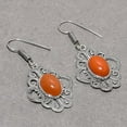 thumbnail image 2 of Carnelian Oval Shape Gemstone Earrings Handmade Beautiful Jewelry 2.2" MXE 5518, 2 of 2