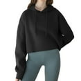 thumbnail image 2 of Amazhiyu Women's Cropped Hoodies Long Sleeves Fleece Crop Top Sweatshirt with Hooded, 2 of 8