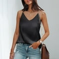 thumbnail image 2 of Undershirts for Women Summer V Neck Tank Tops For Women Silk Satin Summer Sleeveless Camisole Straps Top Supportive Tube Top Top Crop Top Camisoles plus Size 4 1 Deep V Tops for Women, 2 of 5