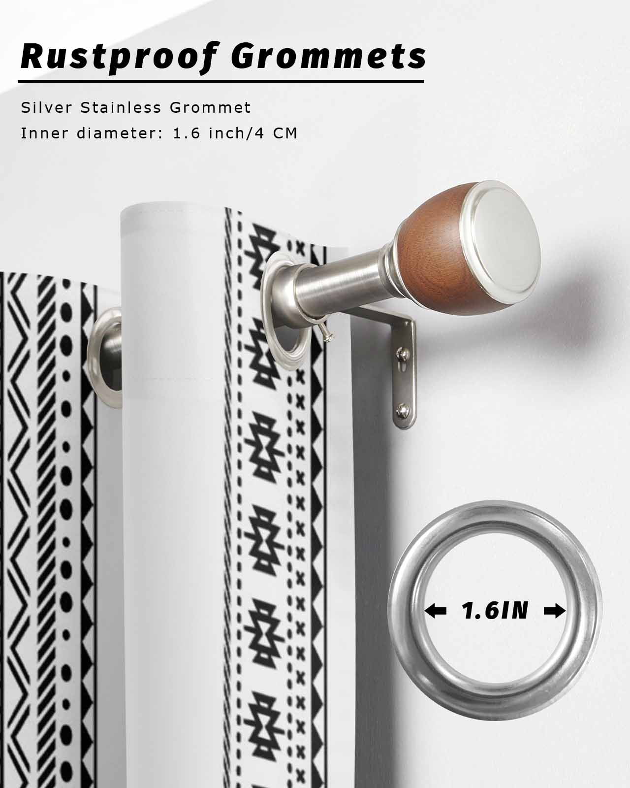 White Boho Outdoor Curtains for Patio, Farmhouse Simple Abstract Striped Geometric Privacy Drapes Grommet Waterproof Outside Curtains for Porch/Cabana/Balcony 54"x 95", 2 Panel