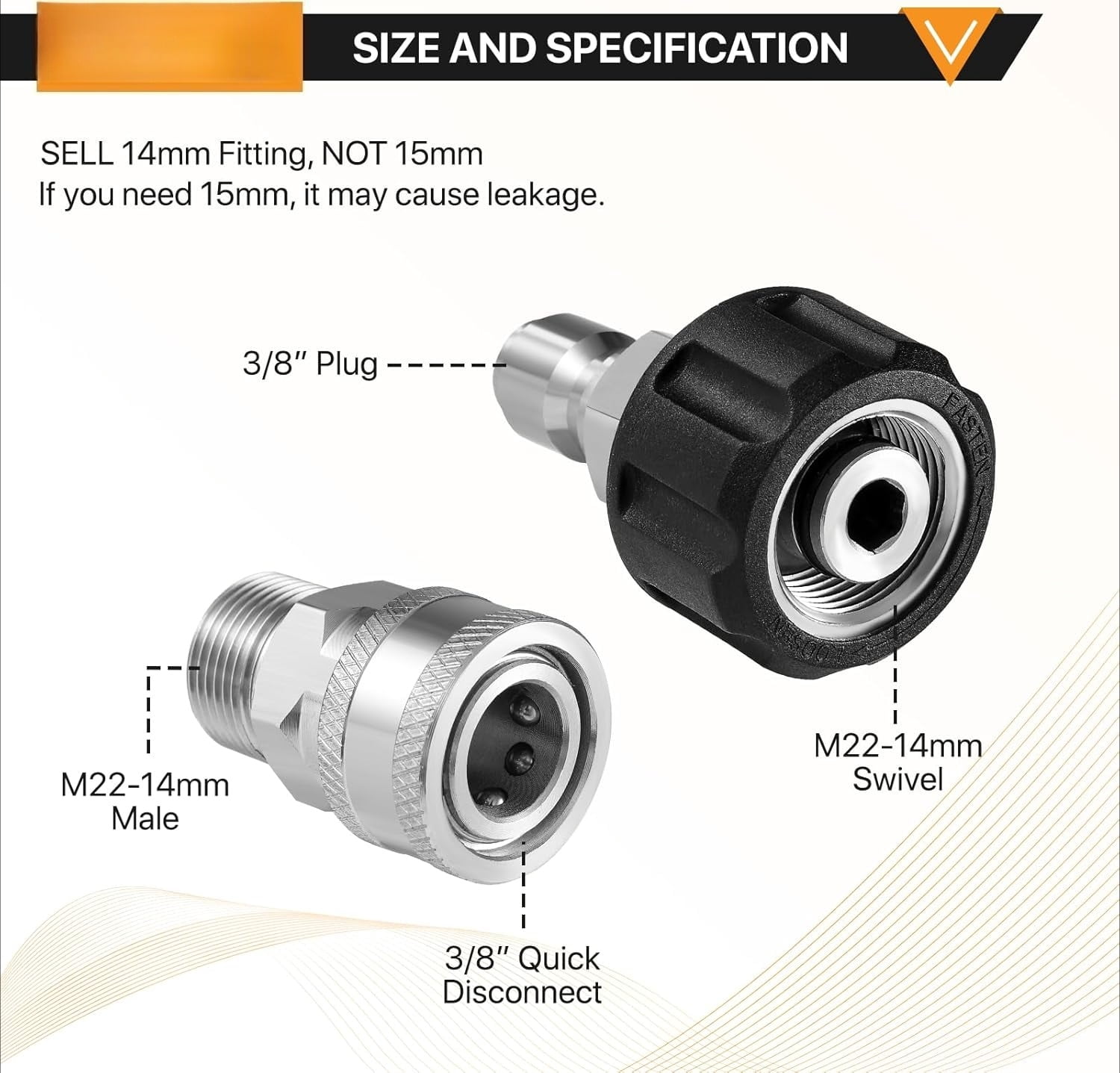 Chasenew Pressure Washer Adapter Set, Quick Disconnect Kit, M22 14 mm Quick Connect Swivel to 3/8'' Quick Connect Fittings, 3/4" to Quick Release (8 Sets)