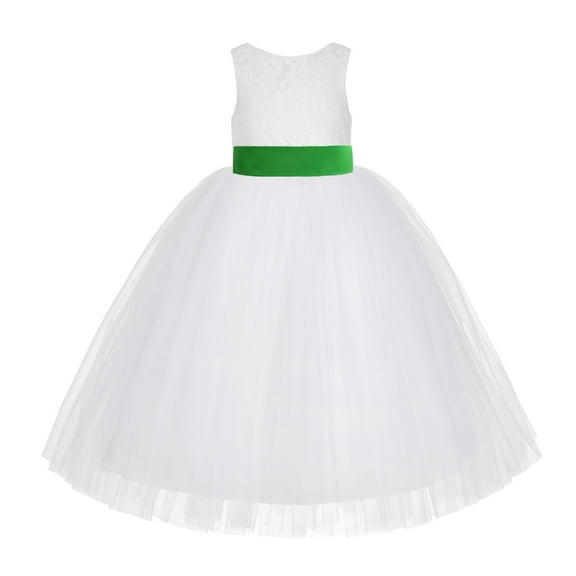 Ekidsbridal White Floral Lace Junior Flower Girl Dress Christening Communion Gown for Church Toddlers LG7noFT 4