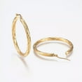 thumbnail image 2 of EOEMY 6 Pairs Stainless Steel Twist Stripe Golden Hoop Hypoallergenic Earrings 42X40mm, 2 of 2
