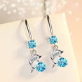 thumbnail image 3 of SmartBy 1 Pair Korean Style Hook Earrings Dolphin Design Shiny Rhinestones Drop Earrings Women Mid-length Earrings, 3 of 6