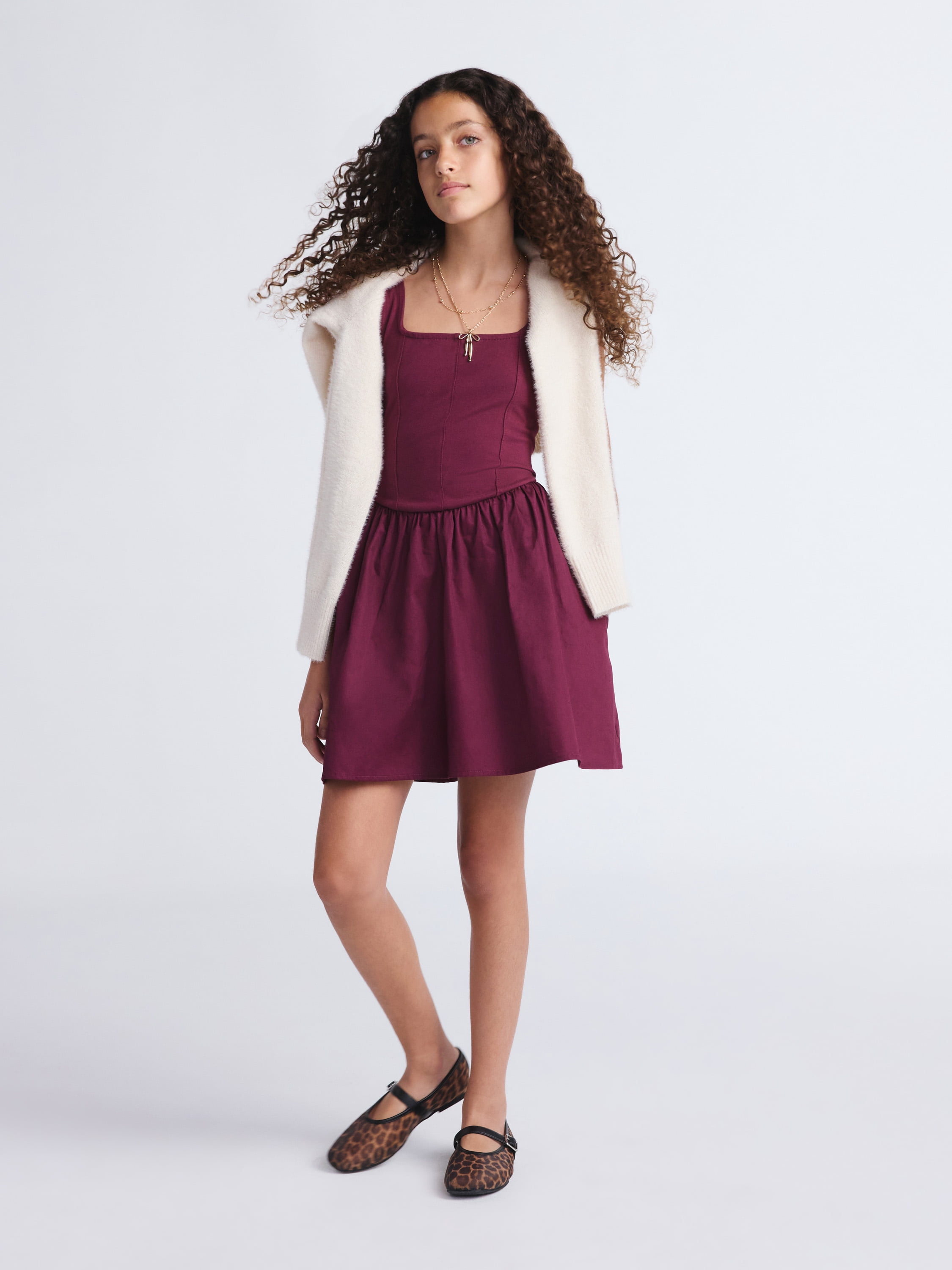 Weekend Academy Girls Square Neck Sleeveless Corset Dress, Sizes 4-18