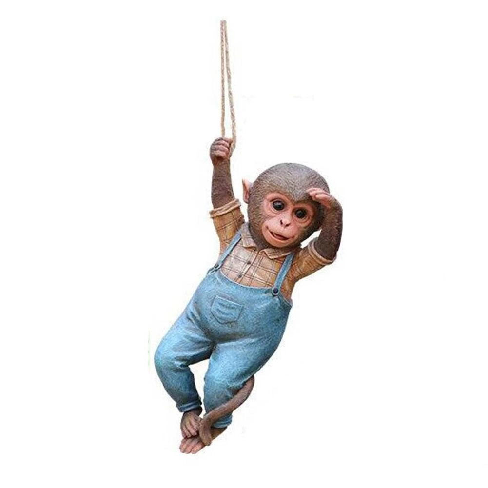 Cute Small Outdoor Monkey Shaped Resin Statue With Wood Texture For Garden  Landscape Decor, Tabletop Ornament, Creative Gift