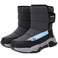 thumbnail image 3 of Boys Fleece Lined Mid Calf Snow Boots Toddler Kids Winter Warm Waterproof Platform Non Slip Cold Weather Shoes, 3 of 7