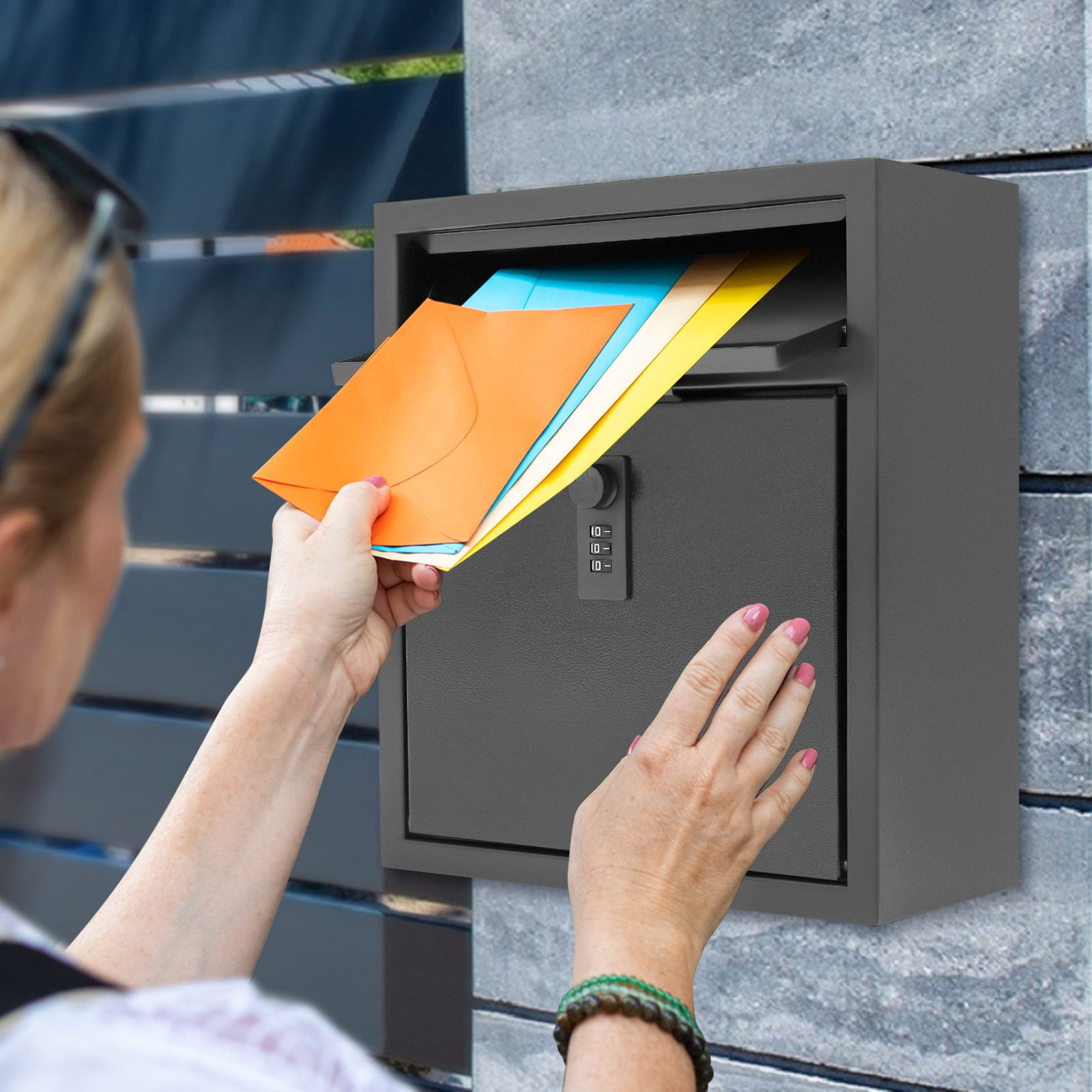 Mailbox, Wall-mounted Mailbox, Mailbox With Combination Lock for Residential Areas, Residential Buildings, Apartments, Commercial Residences (10.51*4.72*12in)
