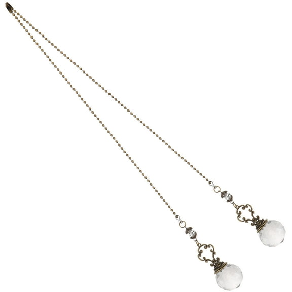 Homoyoyo 2-Pack Golden Crystal Fan Pull Chain Extenders for Ceiling Fans and Lamps, Decorative Pendant Accessories