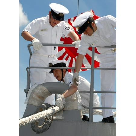 Canvas Print Ship Sailors Japanese Outside Navy Rail Railing Stretched Canvas 10 x