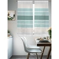 thumbnail image 5 of Teal Aqua Stripes Semi Sheer Curtains 63 Inch Length 2 Panels Set, Modern Ombre Abstract Aesthetics Sheer Kitchen Curtain Privacy Voile Window Curtain for Living Room Bedroom Rod Pocket Drapes, 5 of 7