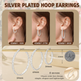 thumbnail image 4 of YOUNGYUE Silver Hoop Earrings for Women, Hypoallergenic Large Twisted Hoop Earrings, Cubic Zirconia, 4 of 6