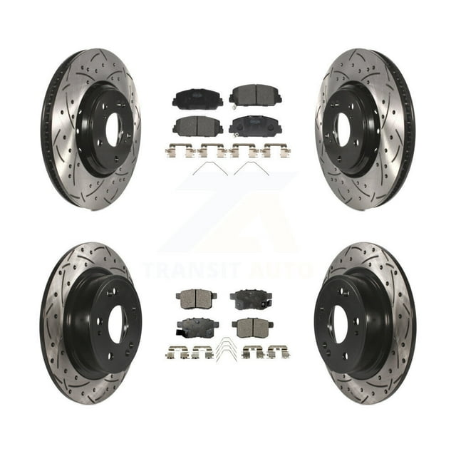 Transit Auto Front Rear Coated Drilled Slotted Disc Brake Rotors and Ceramic Pads Kit for Car Honda Accord KDT-100421