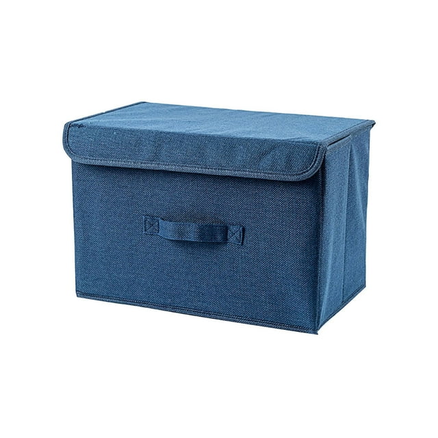 Bellella Cotton Linen Storage Box Bin Foldable Fabric Cube Clothes Zipper Organizer with Lid and Handle