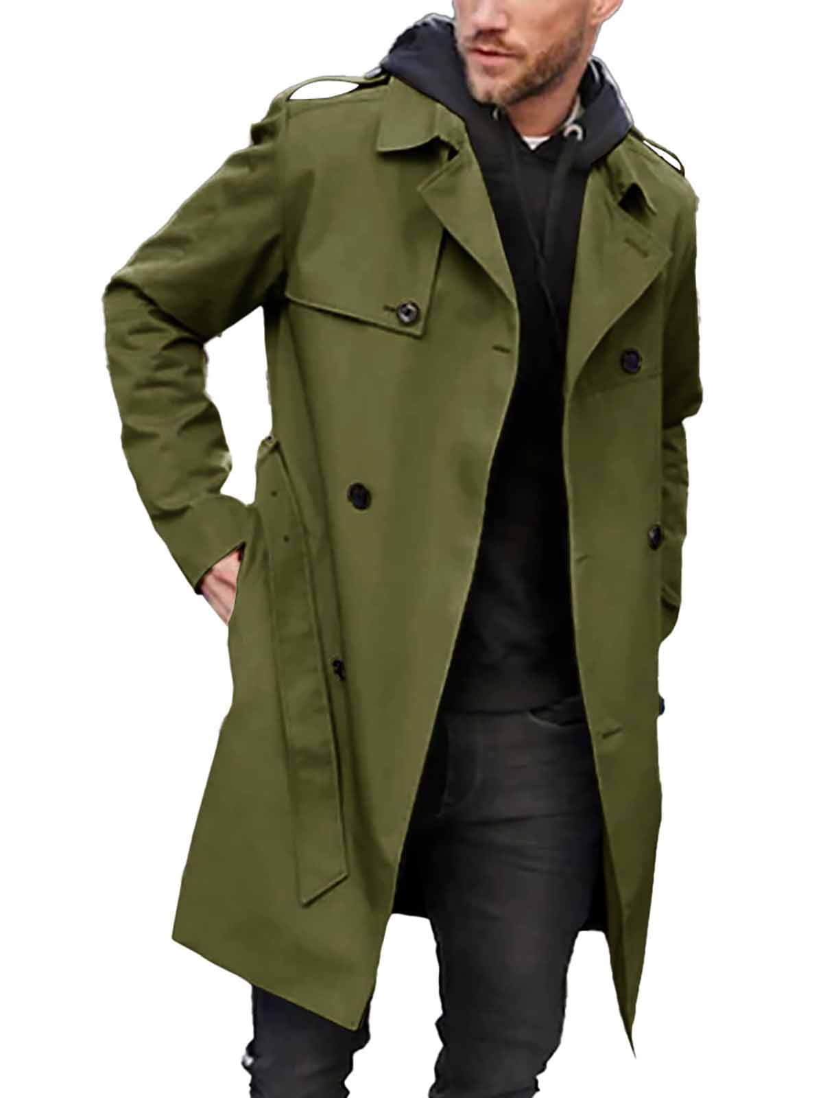 Ybenlow Men's Business and Leisure Double Breasted Trench Coat with ...