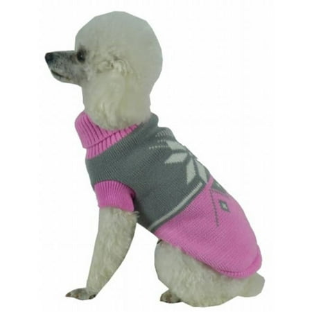 Snow Flake Cable-Knit Ribbed Fashion Turtle Neck Dog Sweater Medium