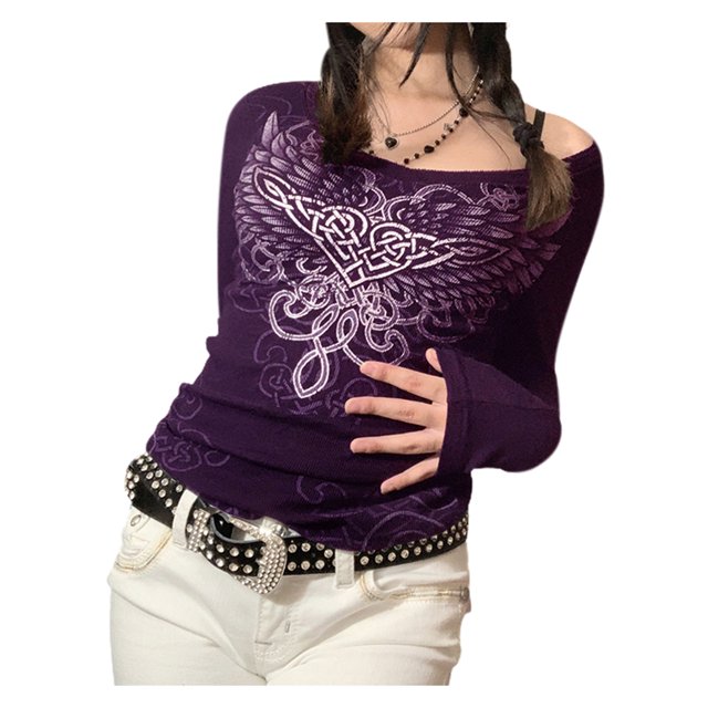 Lucakuins Camisetas de manga larga con estampado gráfico vintage para mujer Lucakuins S-XL
