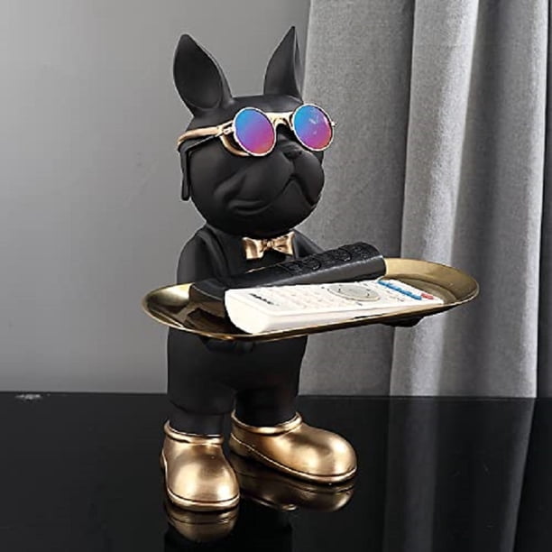 Figura de Bulldog Francés, contenedor de dulces, adorno de almacenamiento, figura de Animal, artesanía