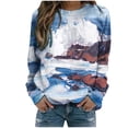 thumbnail image 1 of Camiseta de manga larga con cuello redondo y estampado navideño informal para mujer Pompotops gfhjh8283, 1 of 5