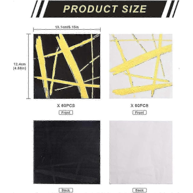 FFY Pack of 120 Gold Stripes Napkins Lunch Gold Foil Cocktail Paper Disposable Paper Napkin 26-27s