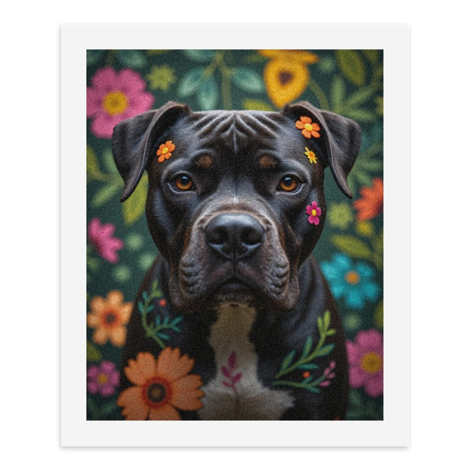 Paint By Numbers Kit for Adults Beginner - DIY Dog Floral Portrait Art Vibrant Background Canvas Painting Kits for Adults, Frameless Paint By Number for Adults for Home Wall Decor 16x20 Inch
