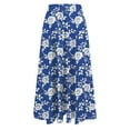 thumbnail image 4 of Jinhomg Womens Summer Boho Skirts Elegant Floral Print Maxi Skirts Casual Comfy Elastic Waist A Line Skirts Flowy Flowy A Line Vacation Beach Skirts Blue M, 4 of 5