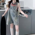 thumbnail image 6 of XXWXYD Girls Denim Overalls Shorts Summer Casual Baggy Jean Jumpsuit with Pockets Adjustable Strap Straight Fashion Jeans Kids Girls Jean Shortalls for Back-to-School, 6 of 8