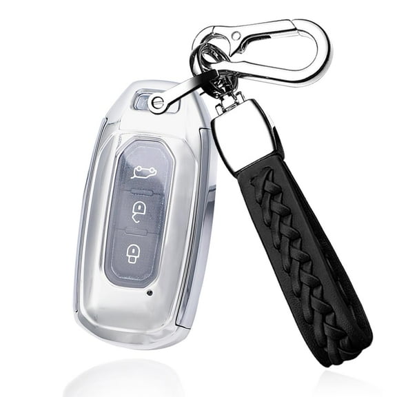 Plating TPU Key Fob Cover for Ford Territory 2023 2022 2021 Titanium EV Key Keyless Smart Key Case with Keychain