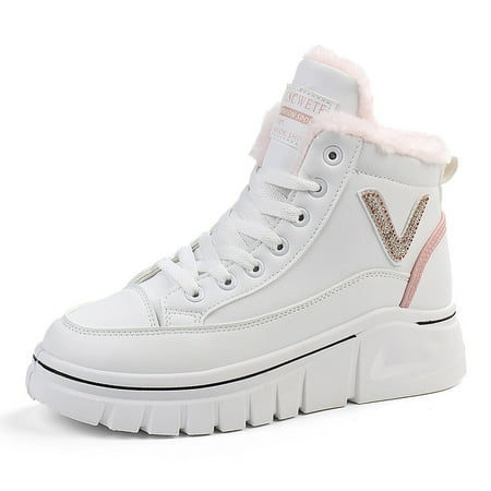 

Women s High Top Warm Plush Sneakers Lace Up Platform Shoes Women s Footwear