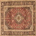 thumbnail image 1 of Ahgly Company Indoor Square Medallion Brown Traditional Area Rugs, 7' Square, 1 of 4