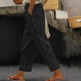 thumbnail image 2 of SYMOID Womens Casual Linen Pants Balloon High Waisted Elastic Waistband Pull On Cropped Wide Leg With Pockets Khaki,Size S, 2 of 5