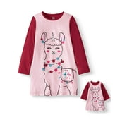 Wonder Nation Girls' Llama Gown and Doll Gown